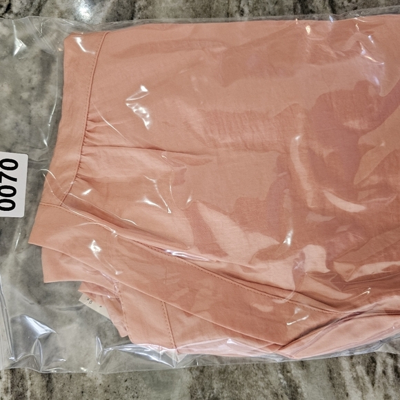 Chicos Peach V-Neck Silky Short Sleeve Blouse - Picture 16 of 16